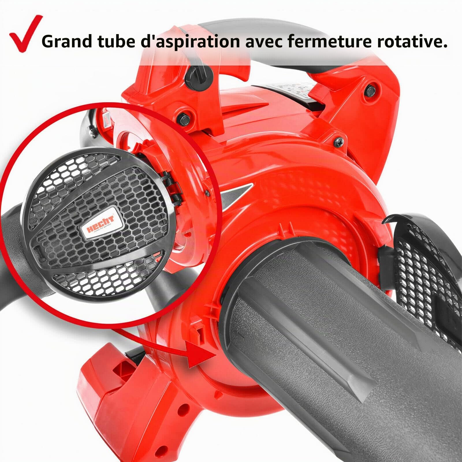 HECHT Aspirateur souffleur à essence - Avec moteur puissant à 2 temps et sac collecteur de 50 litres - Libérez votre jardin des feuilles et des débris confortablement, sans fil et rapidement