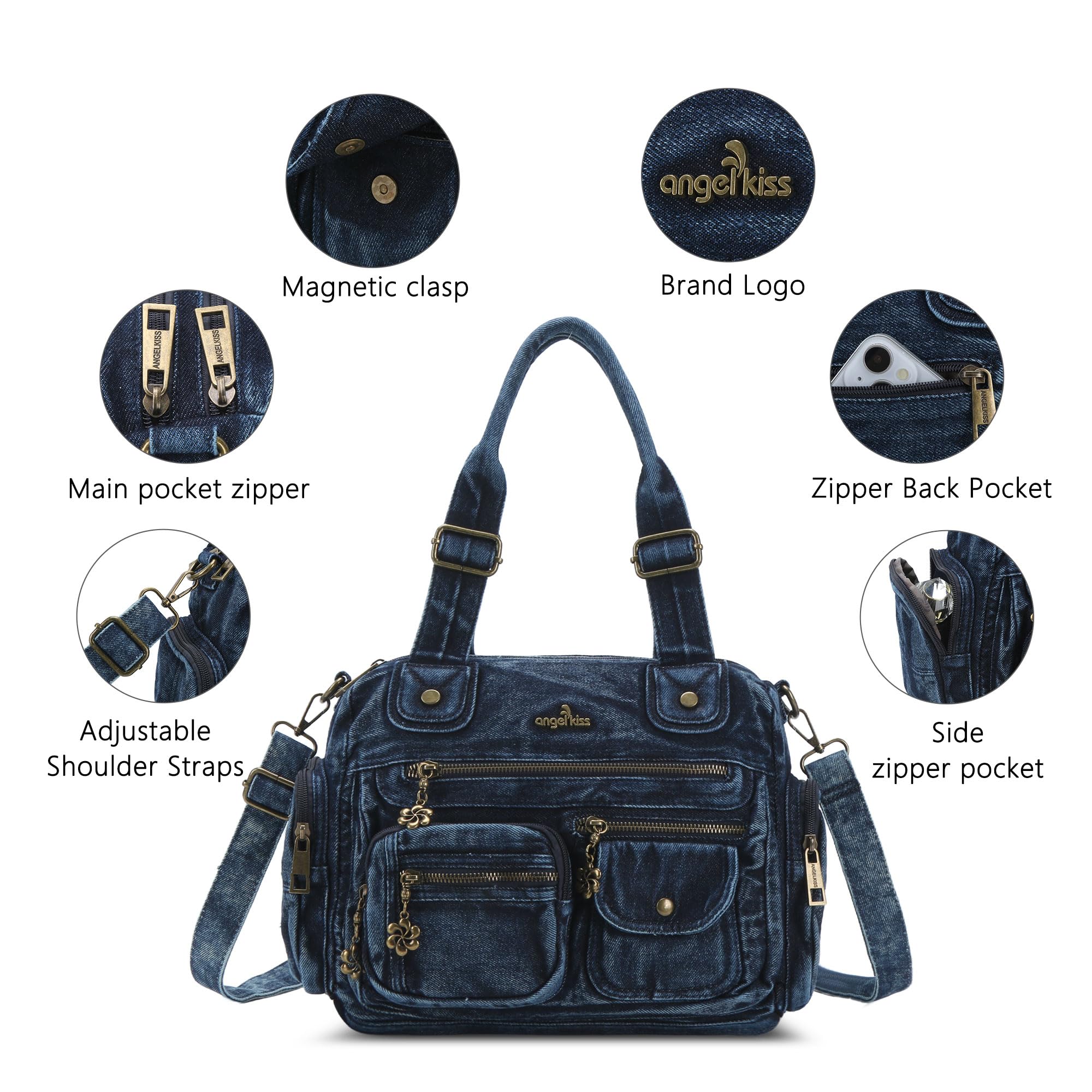 Angel Kiss Grande borsa da donna multi tasca Hobo borsa da donna tote borsa a tracolla in pelle morbida