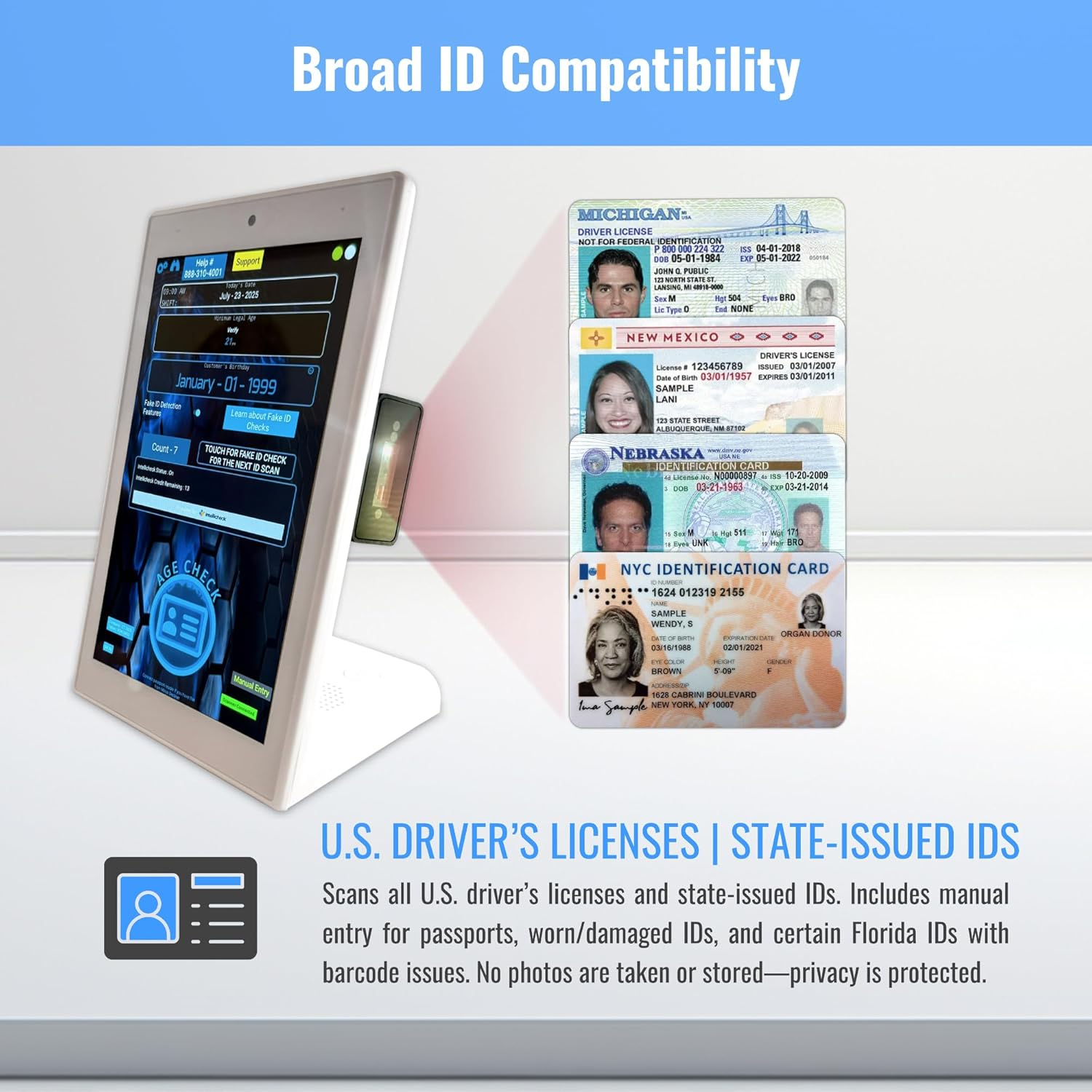 ID Scanner for Bars and Clubs - Easy to Use and Reliable ID Checker for Your Business That Detects Expired IDs & Underage Customers – Works in All 50 States - Includes Optional Fake ID Detection