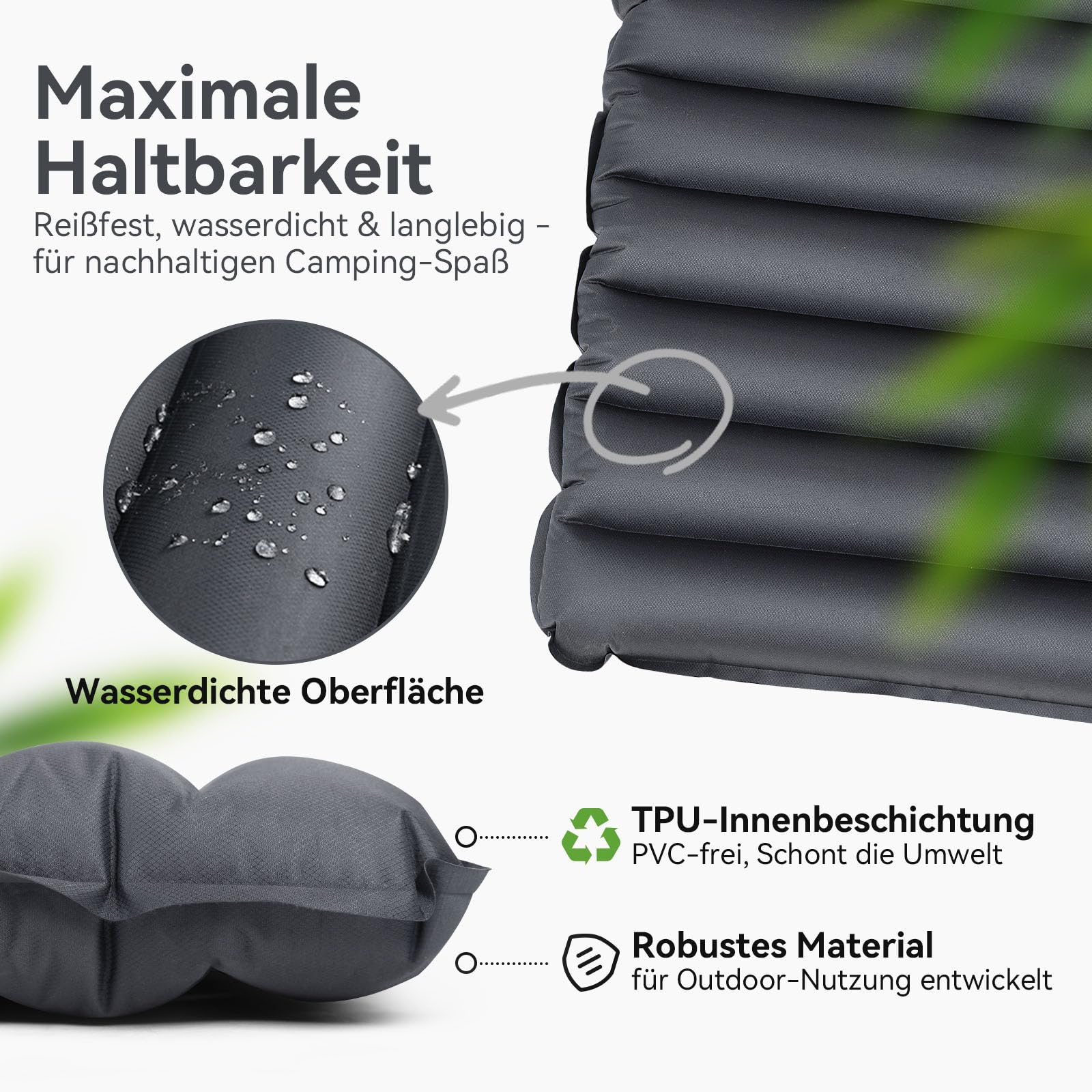 HIKENTURE Doppel Isomatte Ultraleicht, Camping Isomatte für 2 Personen Aufblasbar, Luftmatratze Schlafmatte, Navyblau