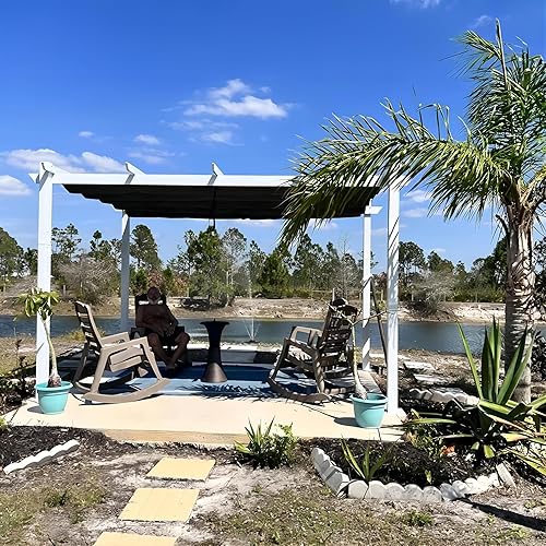 Miniatura 149 de PURPLE LEAF Pérgola de metal retráctil de 10 x 12 pies con toldo y cubierta de sombra para jardín, patio, terraza de playa, cenador, color blanco