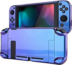 eXtremeRate PlayVital Funda Brillante para Nintendo Switch Carcasa Dura Estuche Protector Separable de Joycons Protectora Dockable Cover Cáscara para Control Switch Joycon Consola(Azul a Violeta)