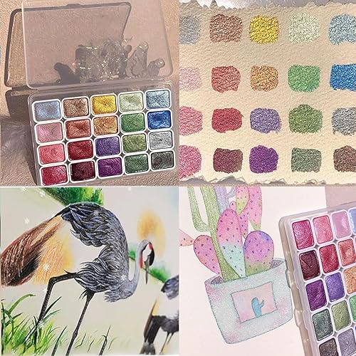 Miniatura 2 de Juego de pintura de acuarela de 20 colores, juego de pintura de acuarela nacarada, juego de pintura de acuarela con purpurina, conjunto de pintura
