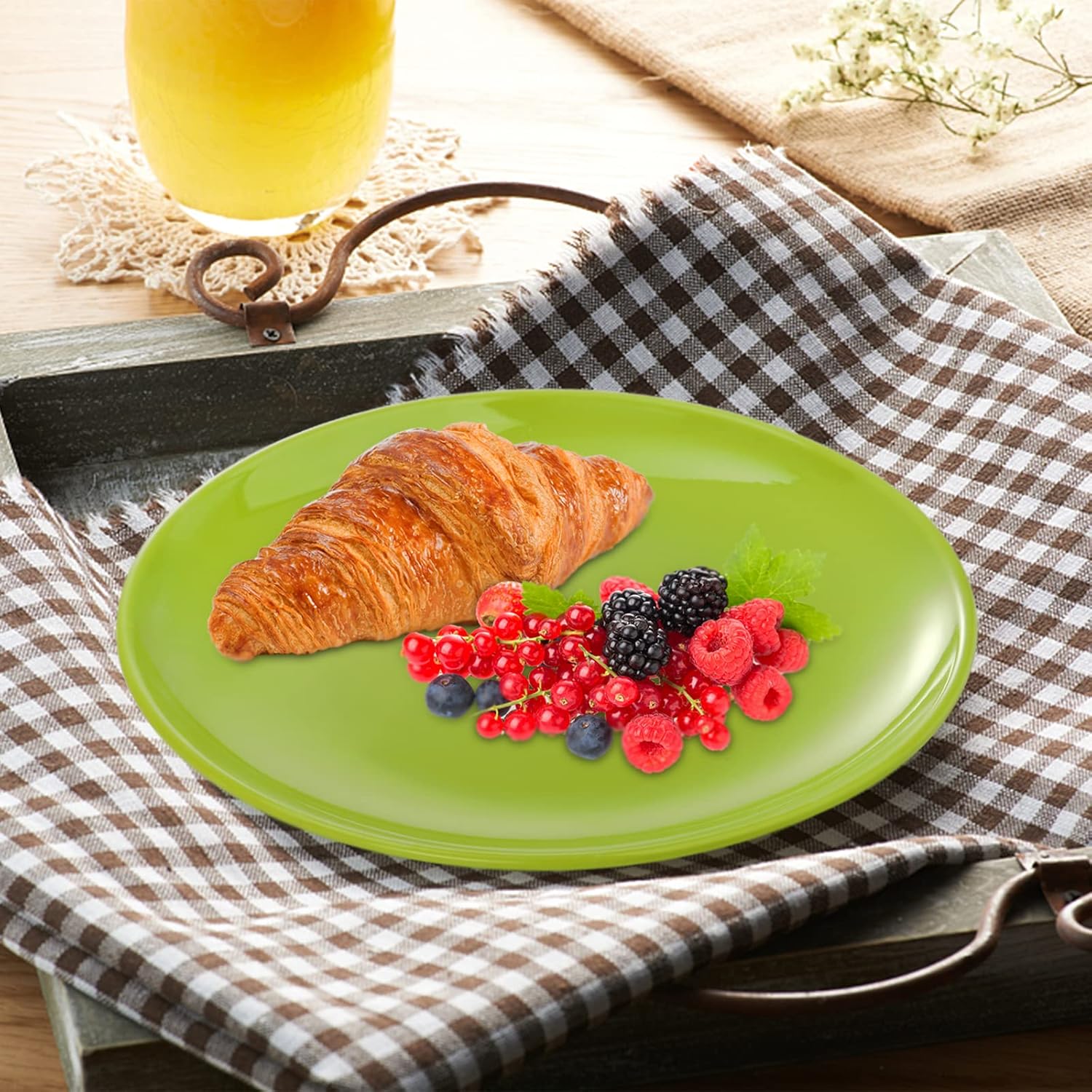 Peohud 6 Pack Melamine Plates, 11 Inches 100% Melamine Dinner Plates, Flat Bottom Dinnerware Dishes for Daily Indoor Outdoor Use, Dishwasher Safe, Break-resistant, MultiColor