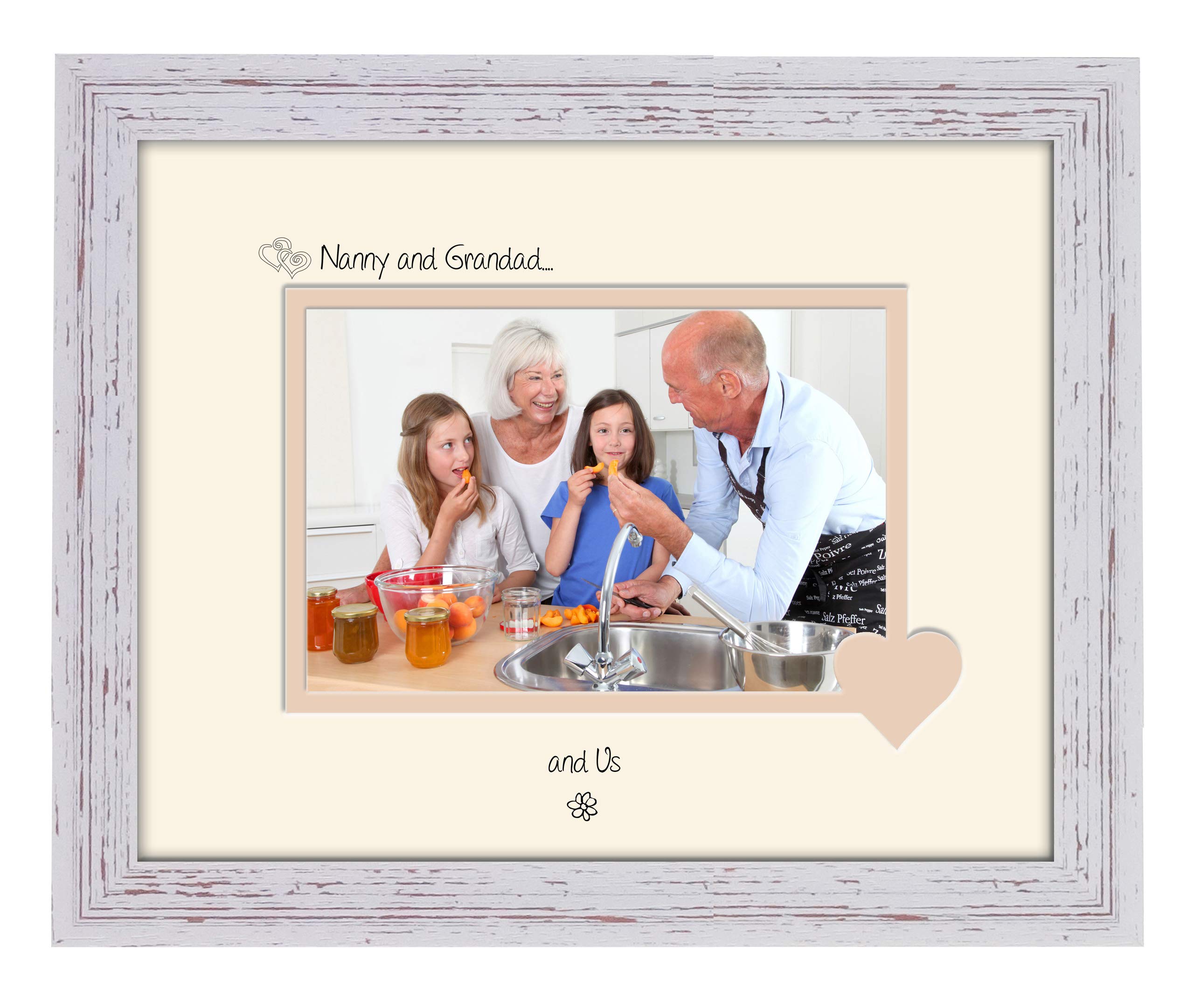 Photos In A Word Shabby Chic Frame Cream Mount Beige Inside Nanny & Grandad Photo Frame Nanny & Grandad And Us 6X4 Double Mounted 755F Quality Gift (Shabby Chic Frame Cream Mount Beige Inside)