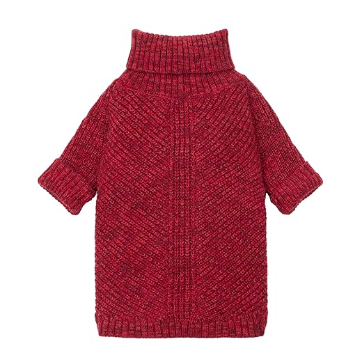 Fitwarm Knitted Turtleneck Dog Sweater, Thermal Dog Winter Clothes for Small Dogs Boy Girl, Holiday Pet Outfit, Heather Dark Red, Medium