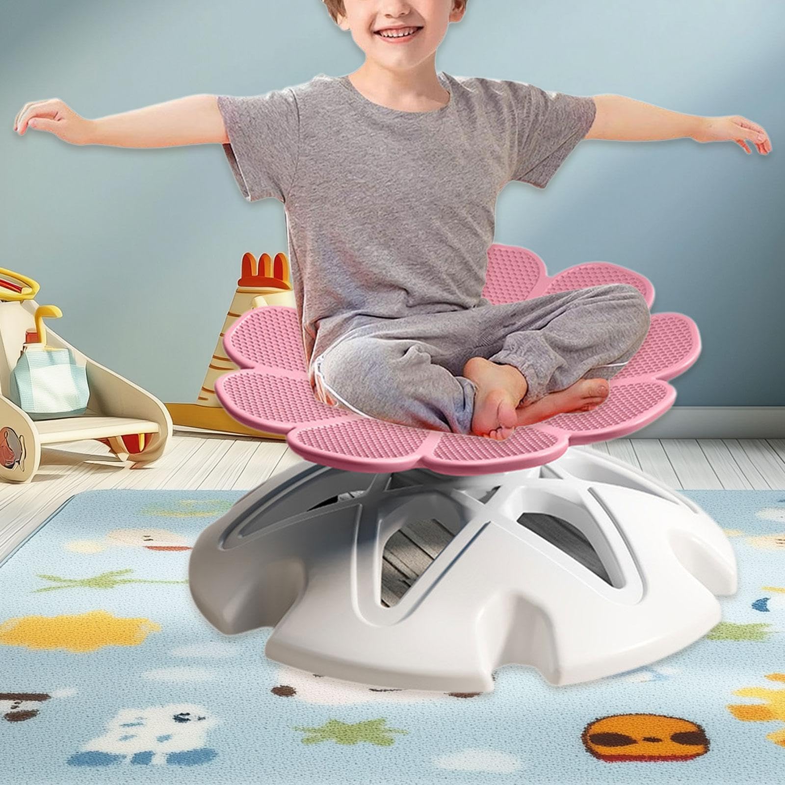 Drehstuhl für Kinder, Sensorischer Drehhocker, Aktivitätsspielzeugsitz Zur Förderung von Koordination Und Motorik, Geeignet für Jungen Und Mädchen, Sp, Rosa