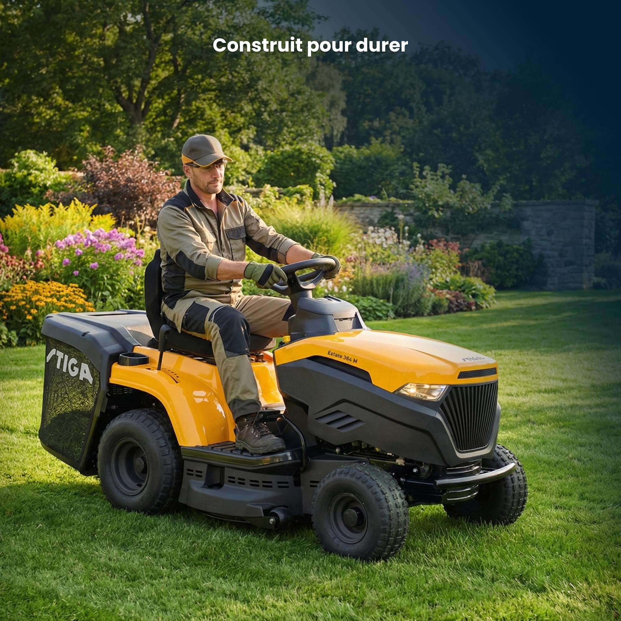 STIGA Estate 384 M Tondeuse Thermique, 414 CC, 84 cm – Bac 200 l, Transmission Mécanique – Pelouses jusqu'à 3 500 m²