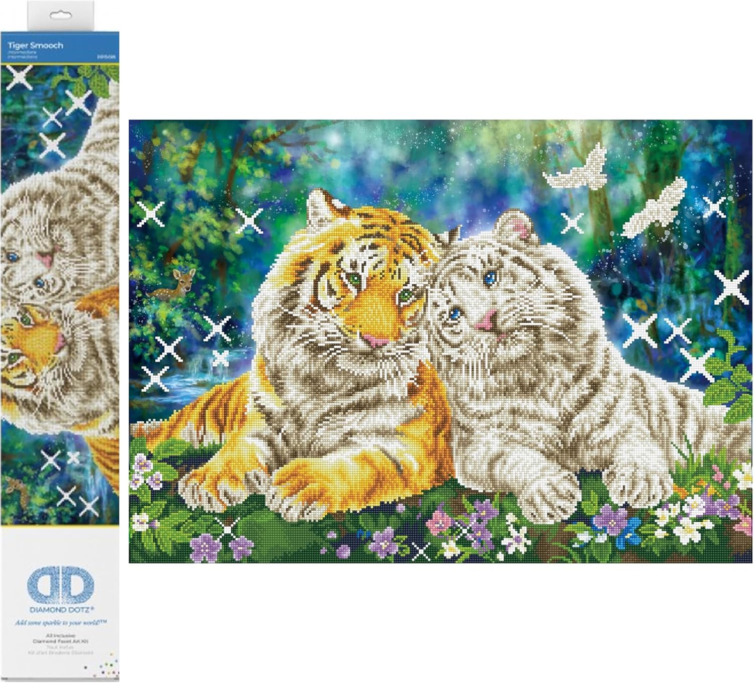 DIAMOND DOTZ Tiger Smooch Animal Diamond Painting Kits for Adults - Diamond Art Kits a Relaxing Creative Craft Kit with Dotz Gems 30.3"x21.7"
