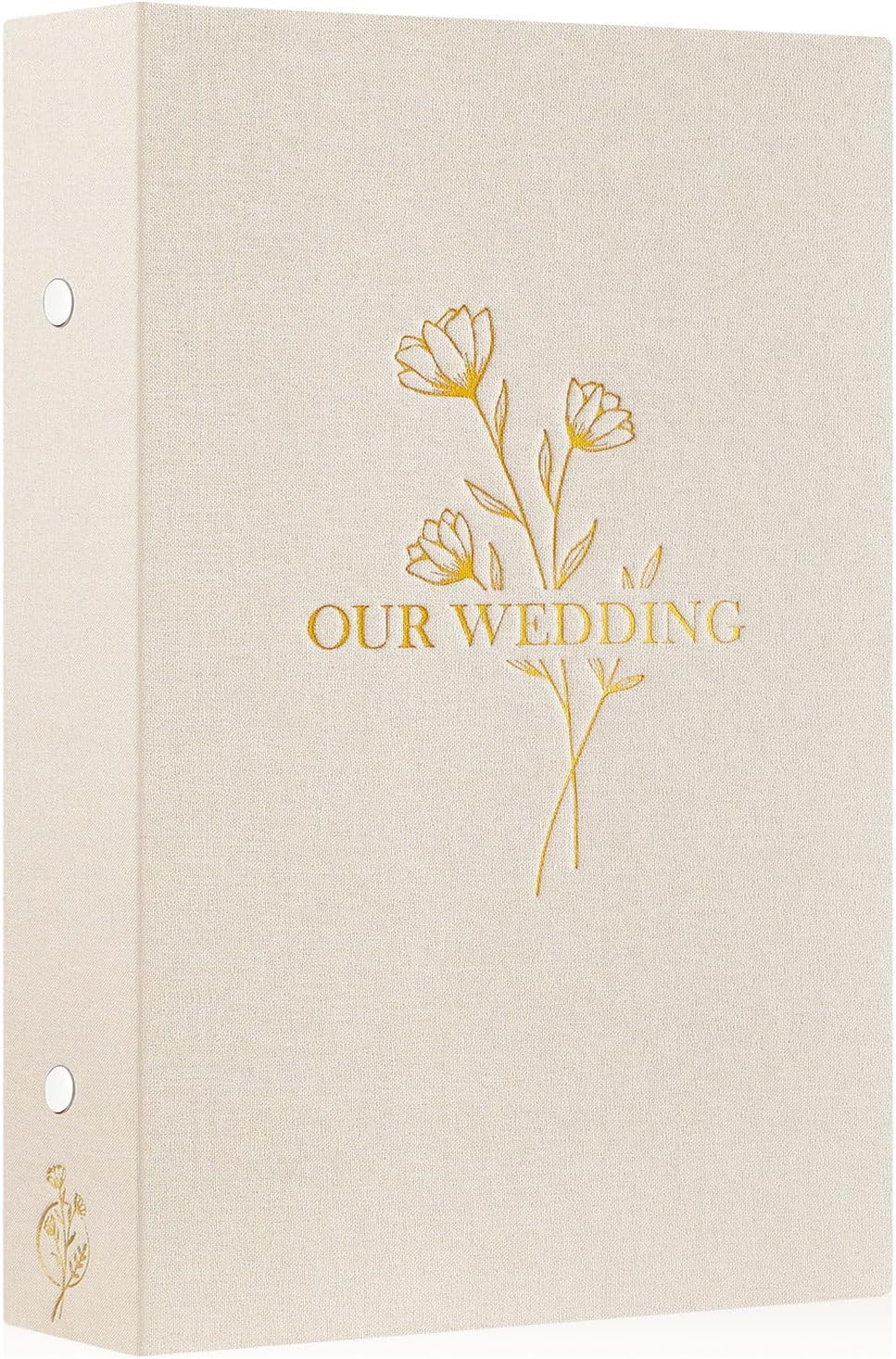 Lanpn Wedding Photo Album 6x4 300 Pocket Photos Slip in, Linen Cover Large Capacity Newlywed Marriage Album Hold 300 Horizontal Photos (Flower, Beige)