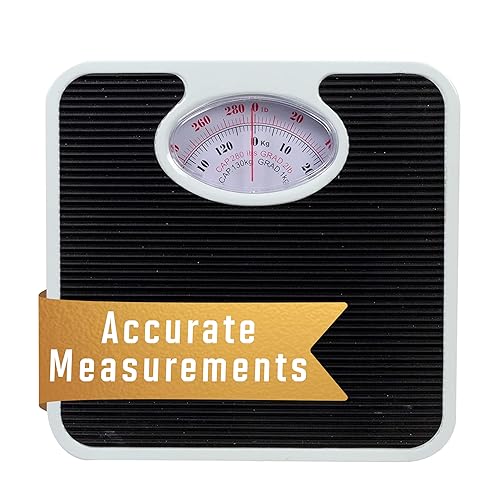 Bodico Classic - Báscula mecánica de vinilo analógico retro, capacidad de 280 libras, color negro, báscula de salud y fitness estilo vintage