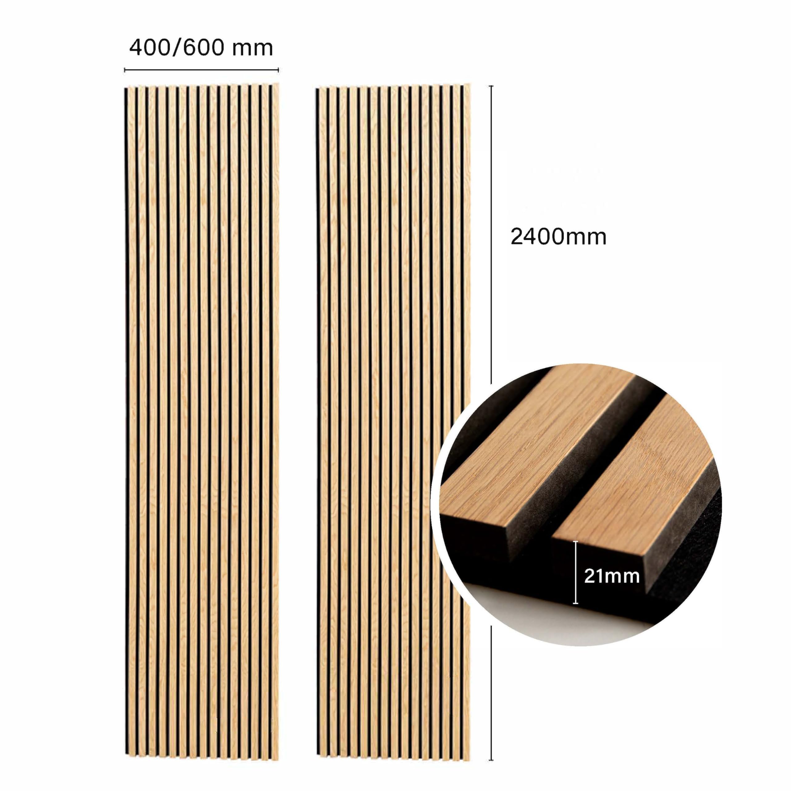KAISER plastic® Akustikpaneele | Farbe: Eiche | Wandpaneele in verschiedenen Formaten | Deko Wohnzimmer | Wanddeko in Holz | Akustik Paneele Wand | Lamellenwand (240 x 60 cm - 2STK.)
