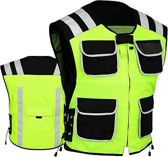 Motorcycle Reflective Safety Vest for Men & Women, High Visibility Riding Jacket with Pockets for Cycling, Traffic