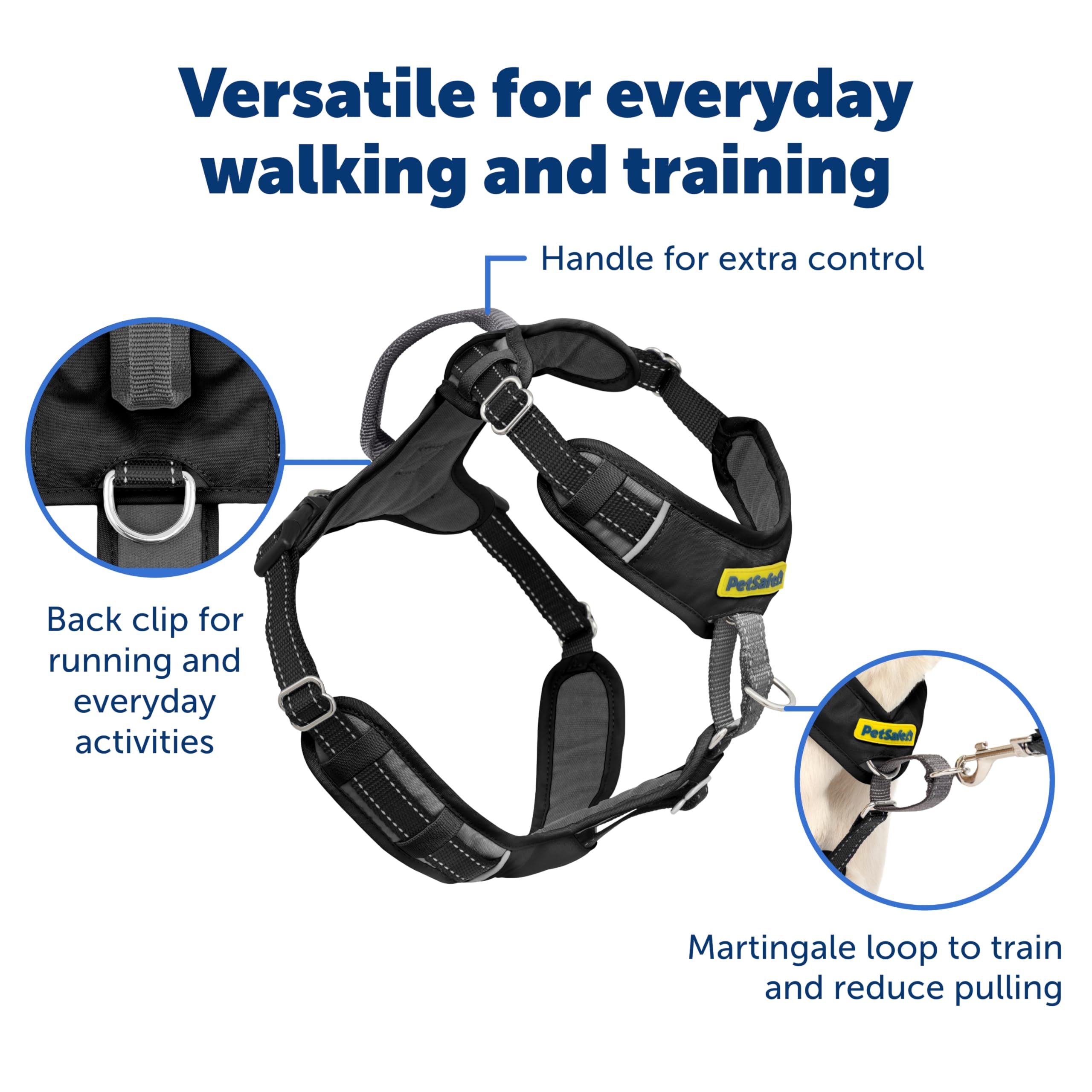 PetSafe Easy Walk Comfort Harnais Anti-Traction pour Chien - Rembourrage Complet du Corps - Meilleures promenades Lors de la première Utilisation - 5 Positions de réglage - Taille L - Noir