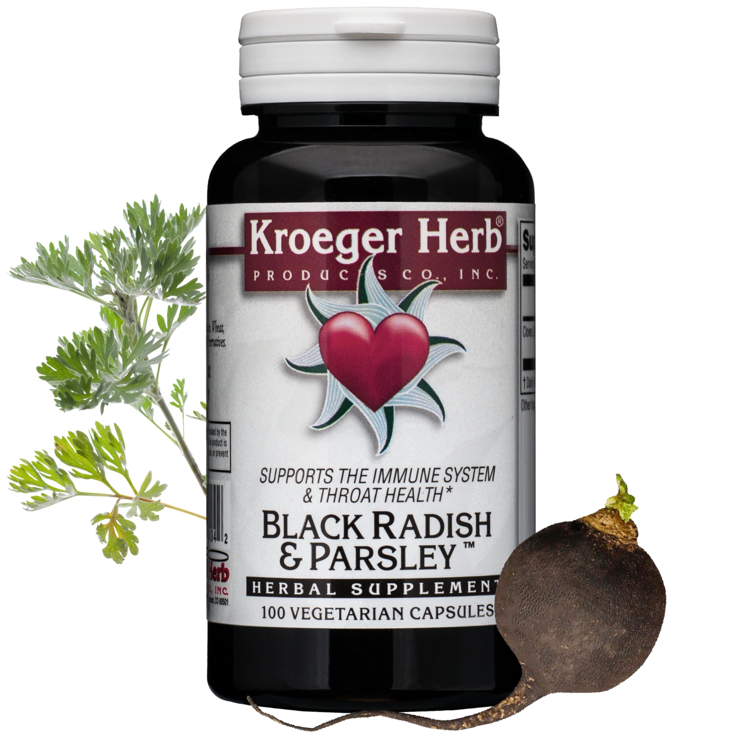 Kroeger Herb Products, Black Radish and Parsley Supplement, Immunity Support, Liver Health & Gallbladder Support with Black Radish, Vegetarian, Non-GMO, Gluten Free, No Preservatives, Made in USA