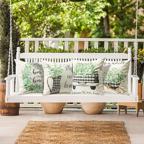 Miniatura 9 de OTOSTAR Paquete de 4 fundas de almohada impermeables para exteriores de 16 x 16 pulgadas, fundas de almohada decorativas de jardín, fundas de