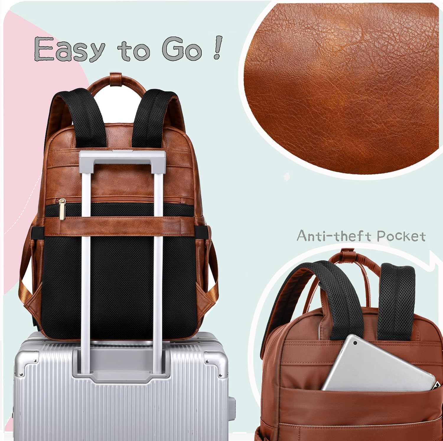 18 Pockets Large Diaper Bag Backpack with 4 Insulated Pockets and Stroller Clips, Baby Shower Essentials (Brown, Large)