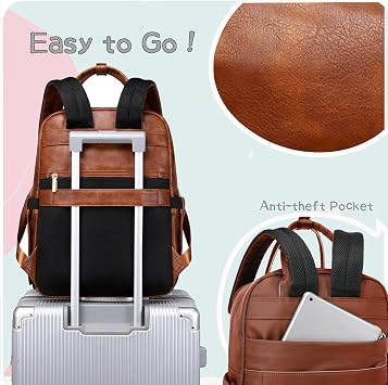 LORADI 18 Pockets Large Changing Bag Backpack (Brown)