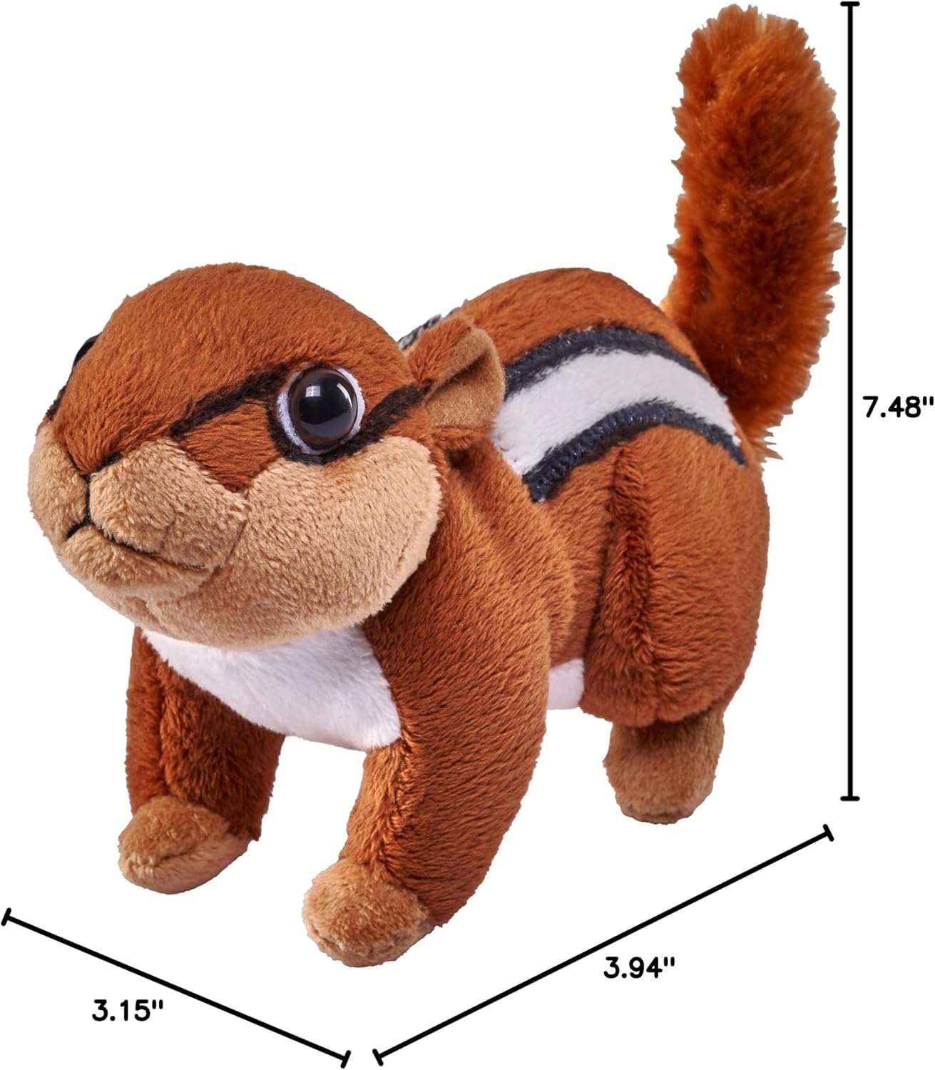 Wild Republic Pocketkins Eco Chipmunk, Stuffed Animal, 5 Inches, Plush Toy, Made from Recycled Materials, Eco Friendly