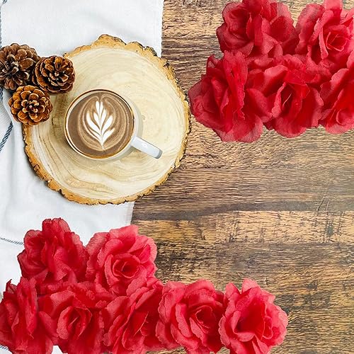 Miniatura 3 de 70 unidades de rosas artificiales de seda, cabeza de rosa falsa, cabezas de rosas para el día de San Valentín, bodas, centros de mesa de Navidad,