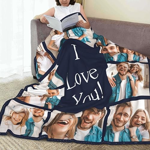 Miniatura 4 de Manta con imagen personalizada para parejas manta suave para adultos esposa cumpleaños Navidad Halloween aniversario día de San Valentín collage de