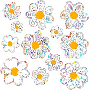25pcs Mandala Window Clings Anti-Collision Flower Rainbow Window Glass Alert Stickers Birds Strike Floral Round Decals Non Adhesive Prismatic Vinyl F - View #9