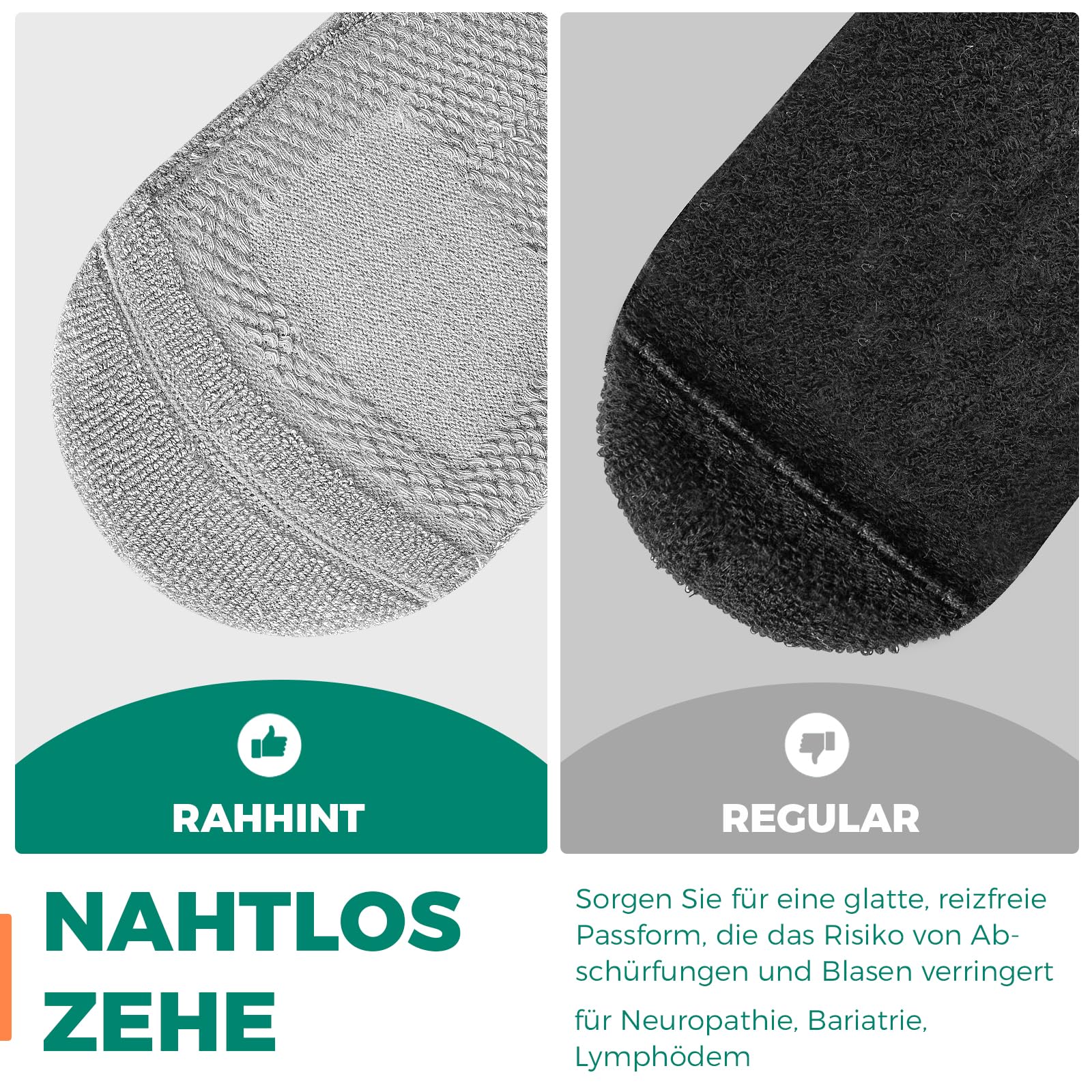 Rahhint Lana Merino Calze Diabetici 3 Paia, Calze in Bamboo senza Elastico senza Cucitura per Uomo & Donna