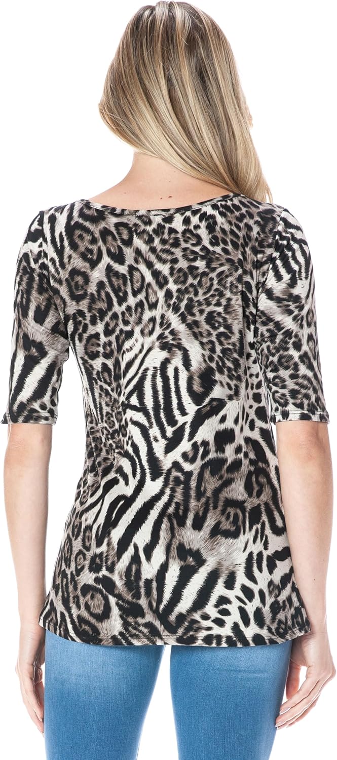 SSOULM Women's 1/2 Sleeve T-Shirt - Slim Fit Stretchy Crewneck Top - Image 7