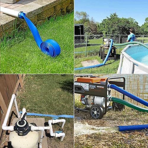 Miniatura 74 de Manguera de retrolavado de piscina de 1 1/2 pulgadas x 100 pies, manguera de descarga plana resistente, resistente a la intemperie y a