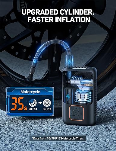 Miniatura 8 de AstroAI Inflador de neumáticos, motores de metal duales portátiles y portátil inalámbrico ultraligero