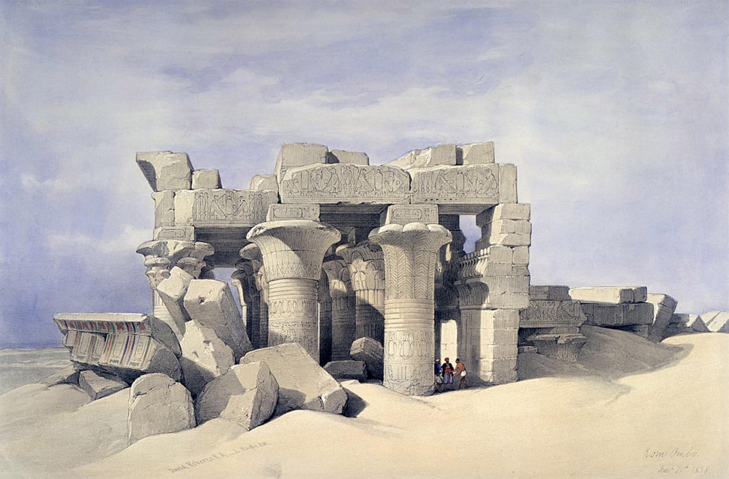 POSTERIIk Vintage Art Print Images Pictures Print Temple of Sobek and Haroeris At Kom Ombo by David Roberts Modern Colour Posters for Office Home Decor 60x90cm