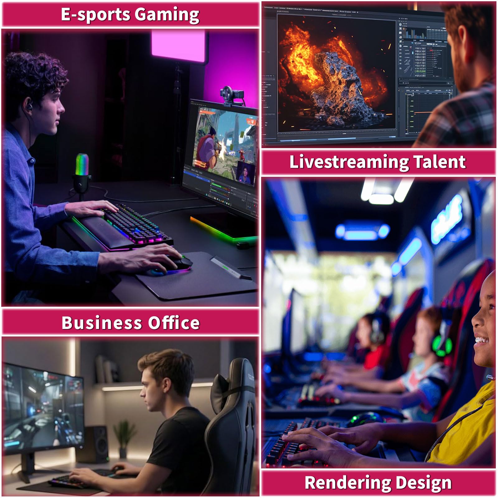 ZER-LON Gaming PC Desktop Computer, Core I7 up to 3.9GHz, Radeon RX 590 8GB GDDR5, 16G DDR3 RAM, 512GB SSD, WiFi 5.0, Prebuilt Gaming PC Tower Computer with 5 RGB Fan — view 3