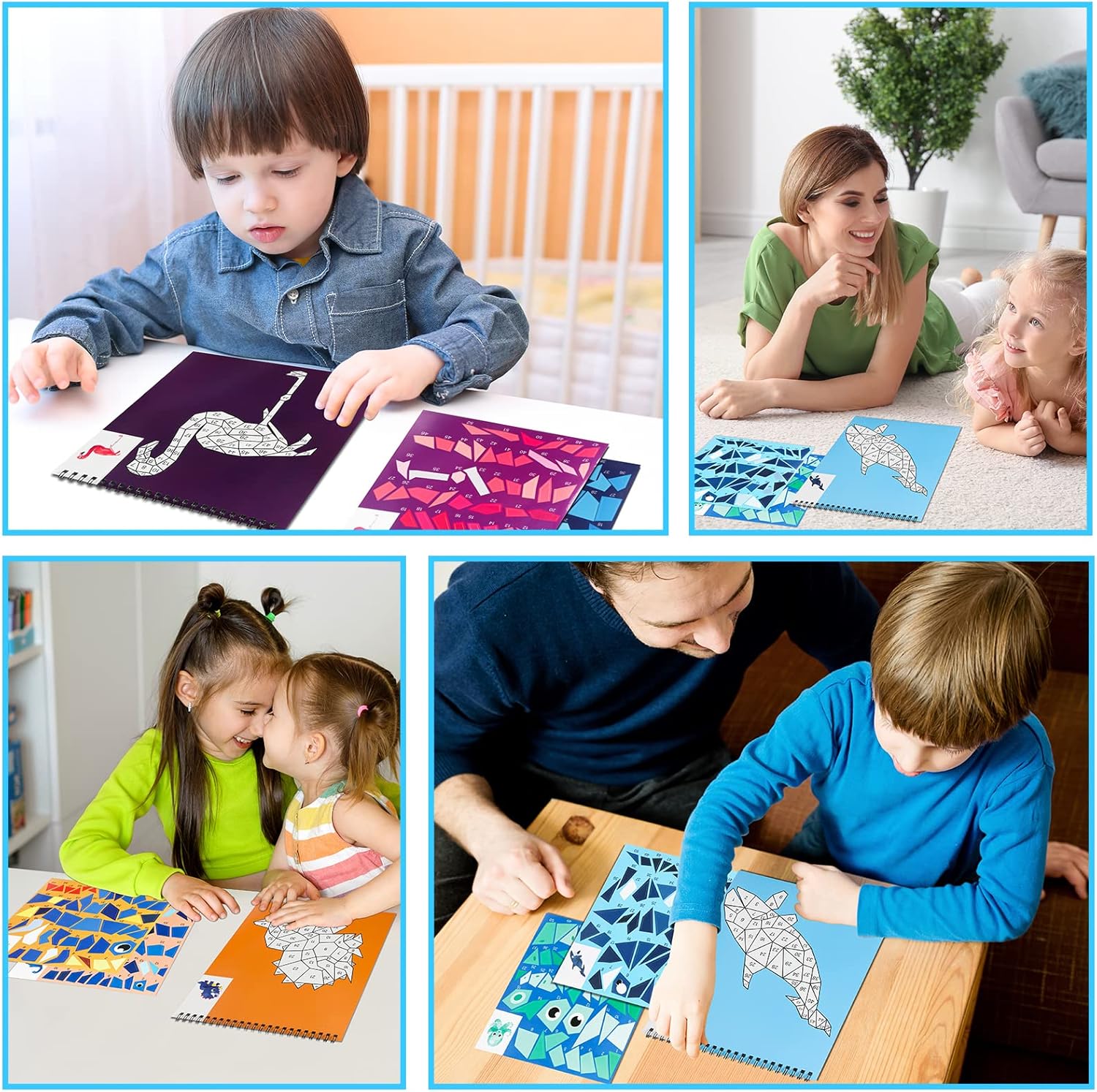 3PCS Sticker Paint Number Books Crafts for Kids Ages 4-8,8-12 Animal Dinosaur Ocean Sticker Book Stickers for Kids Boys Girl Adults for Birthday Party Favors Gift Travel Toy Daycare Activity - Image 6