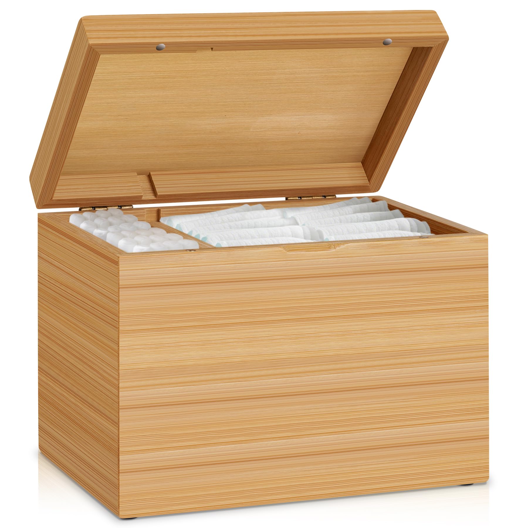 YSHXNX Tampon Holder with Lid,Bamboo Bathroom Feminine Product Organizers, Pads Storage Box for Women and Girls,Sanitary Napkins Cotton Swabs Balls Container for Bathroom,Vanity Accessories