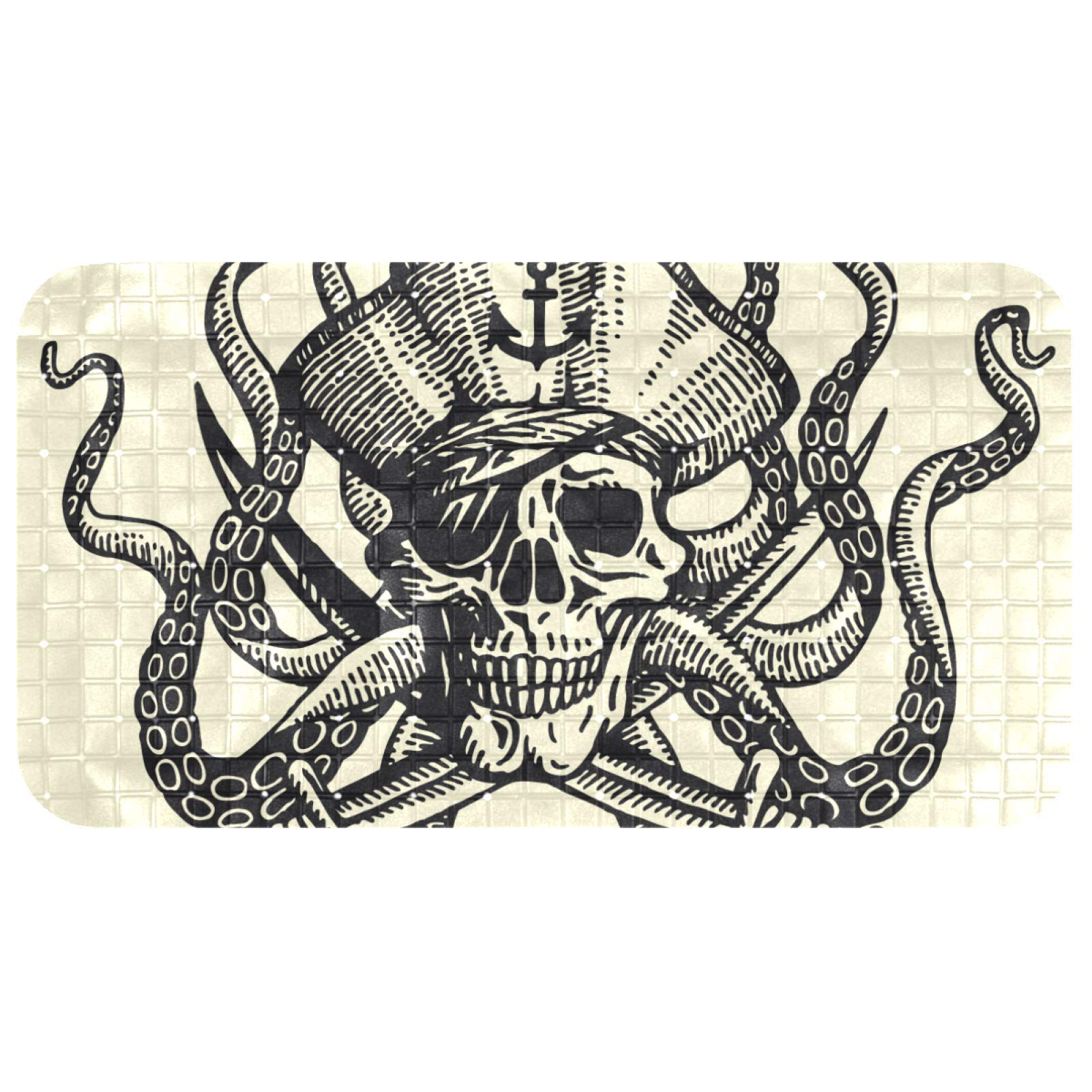 Bennigiry tapis de salle de bain tête de mort grand format 37x68 cm avec ventouses de fixation