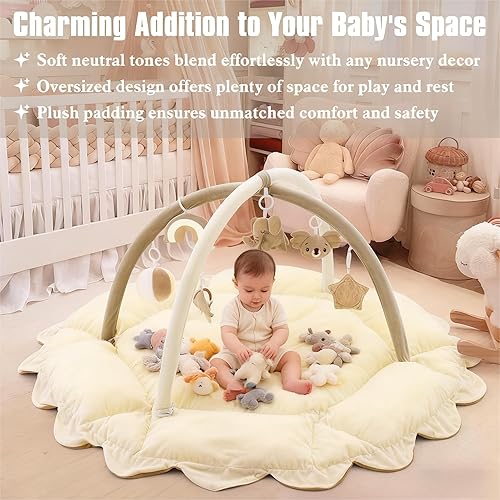 Miniatura 5 de Gimnasio de peluche 5 en 1 para bebés, tapete para el tiempo de barriga, tapete de juego, gimnasio para bebés, tapete de actividades con gimnasio