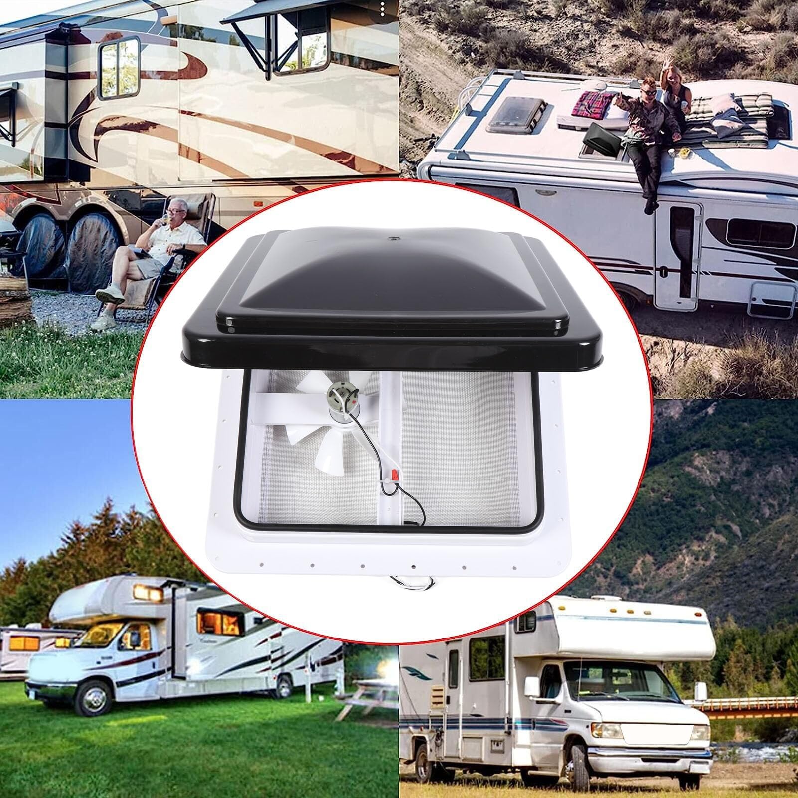 Wentylator Dachowy RV Wydajny Obieg Powietrza 14 Cali Wentylator Dachowy Przyczepy RV z Kompletnym Wentylatorem DC12 V