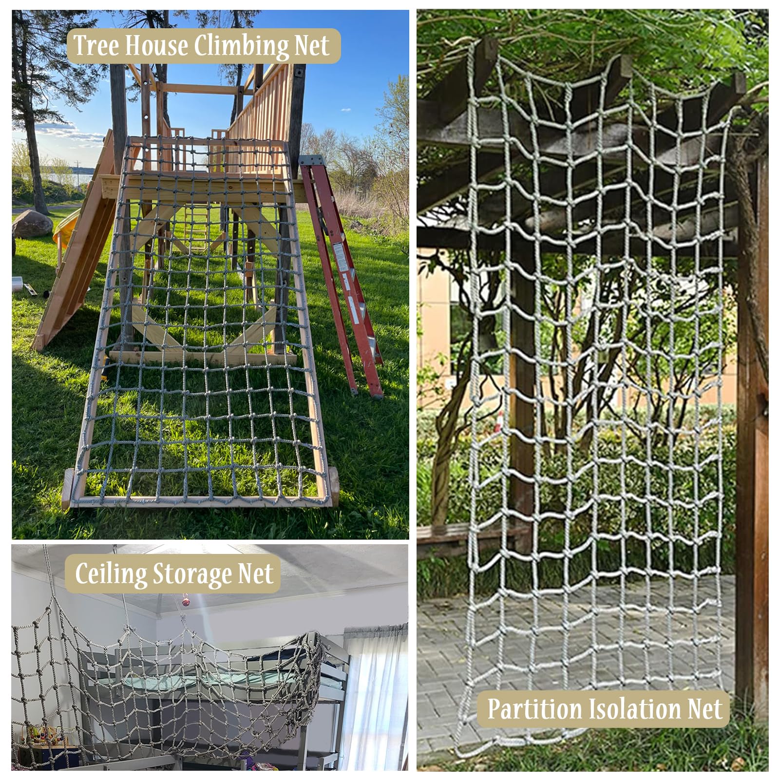 Rete da Arrampicata per Parco Giochi all'aperto per Bambini, Scala di Corda per Giocare in casa e all'aperto, Rete di Allenamento Resistente per Struttura di Arrampicata, Dimensioni 10 x 16,
