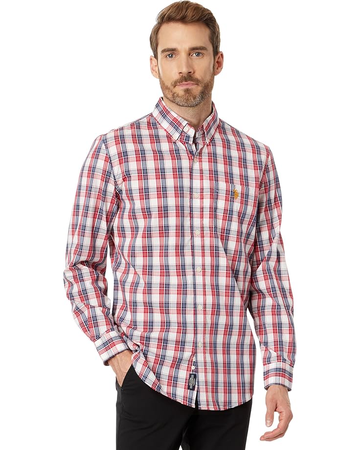 U.S. POLO ASSN. Long Sleeve Yarn-Dye Stretch Plaid Woven Shirt - Main View