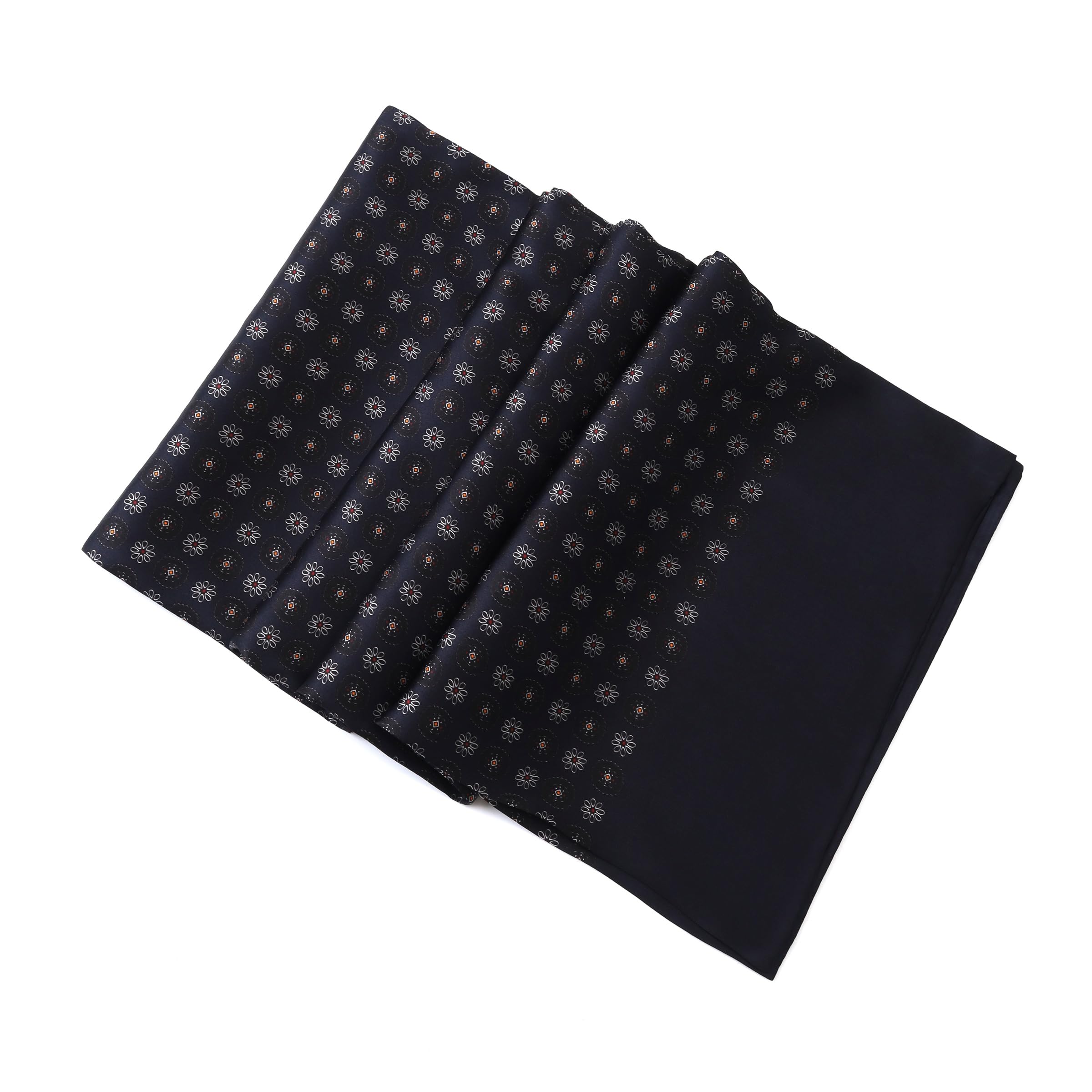 JWSilk Bufanda larga de seda Charmeuse para hombre, azul marino (Navy Squares), 63"x10"