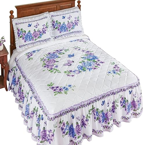 Collections Etc Colcha floral con corona y mariposas