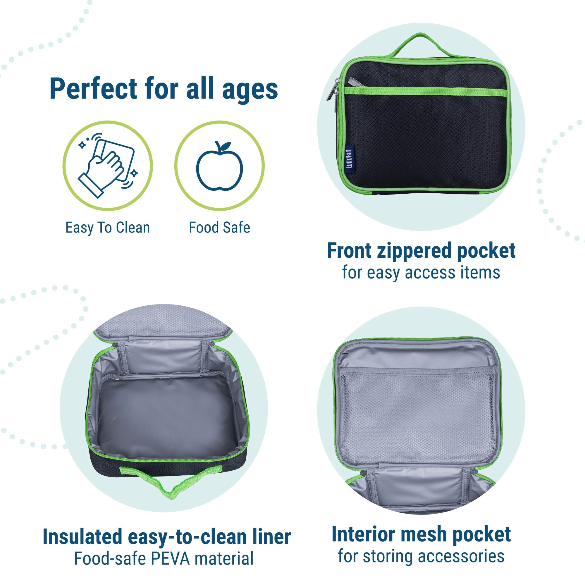 Wildkin Grande boîte isolée déjeuner pour Les Hommes et Les Femmes, Taille Parfaite pour Emballage Chaud ou des collations Froides pour Le Travail et Voyage
