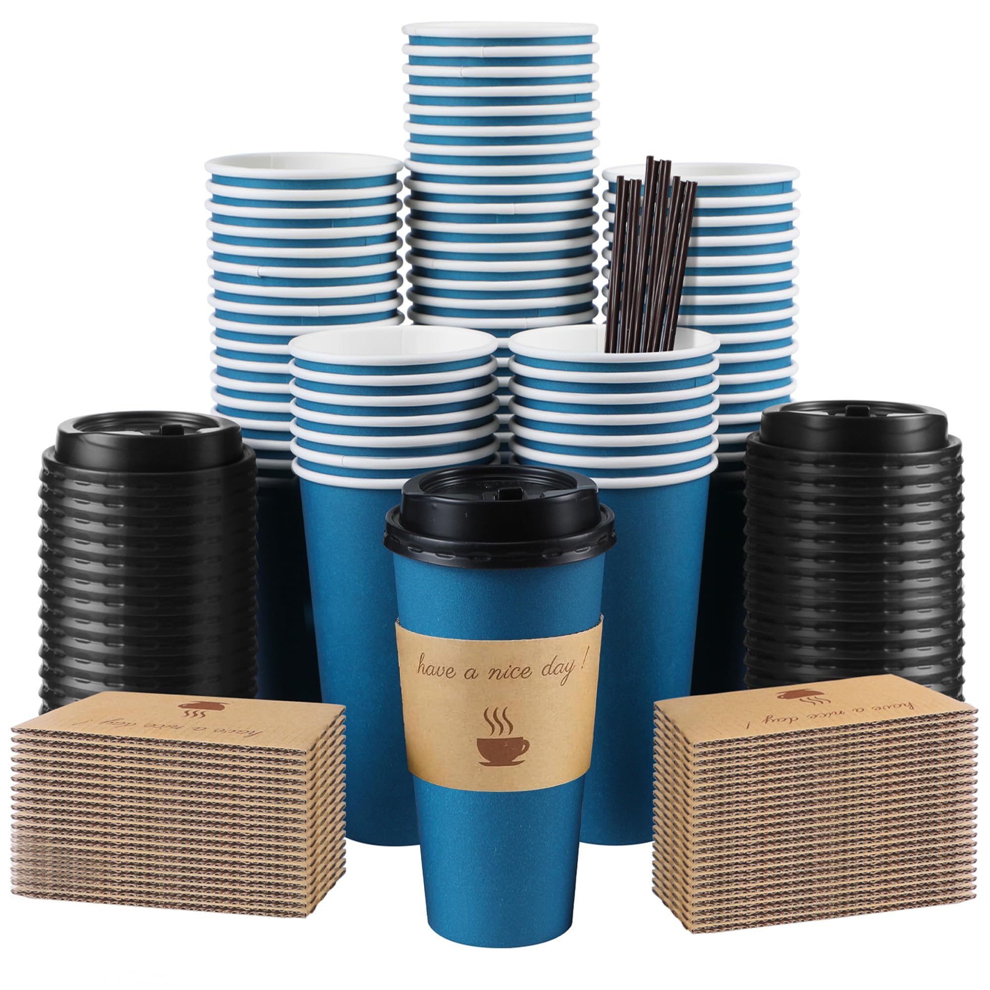 Disposable Coffee Cups - 100 Pack 16oz -14