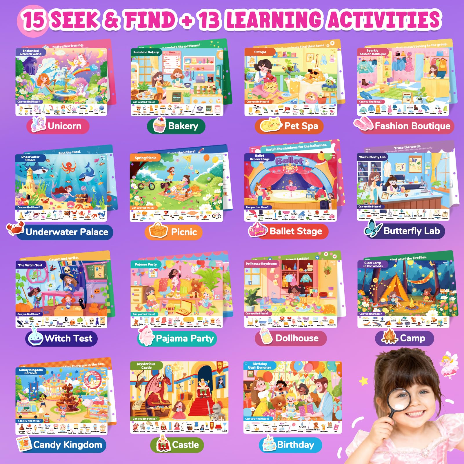 JoyCat Seek & Find Game Book, Educational Toys for Girls Ages 3-5, Preschool Learning Activities for Toddlers & Kids - Image 4