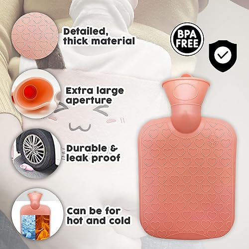 Miniatura 3 de Paquete de 1 botella de agua caliente (1 litro) con tapa, bolsa grande de agua fríacaliente para aliviar el dolor, dolor de hombro, bolsa de agua