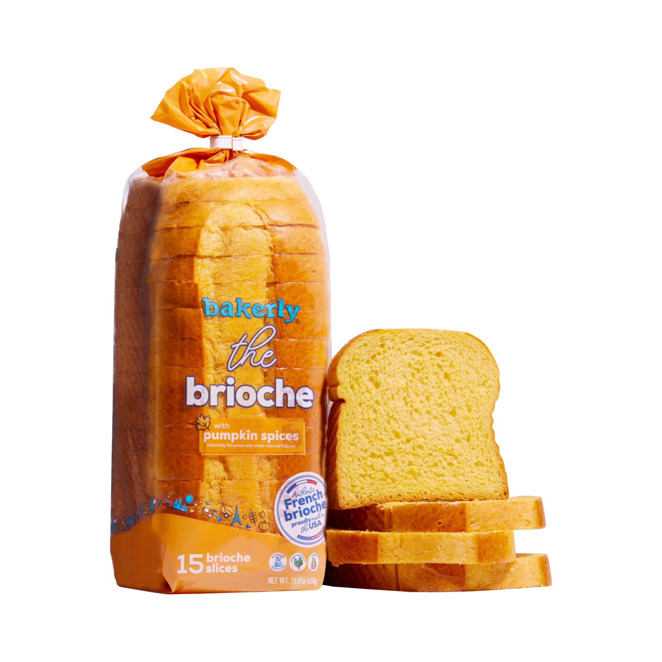 bakerly Sliced Pumpkin Spice Brioche Pack of 4, 1-Count (4 Total Sliced Brioche Loaves)
