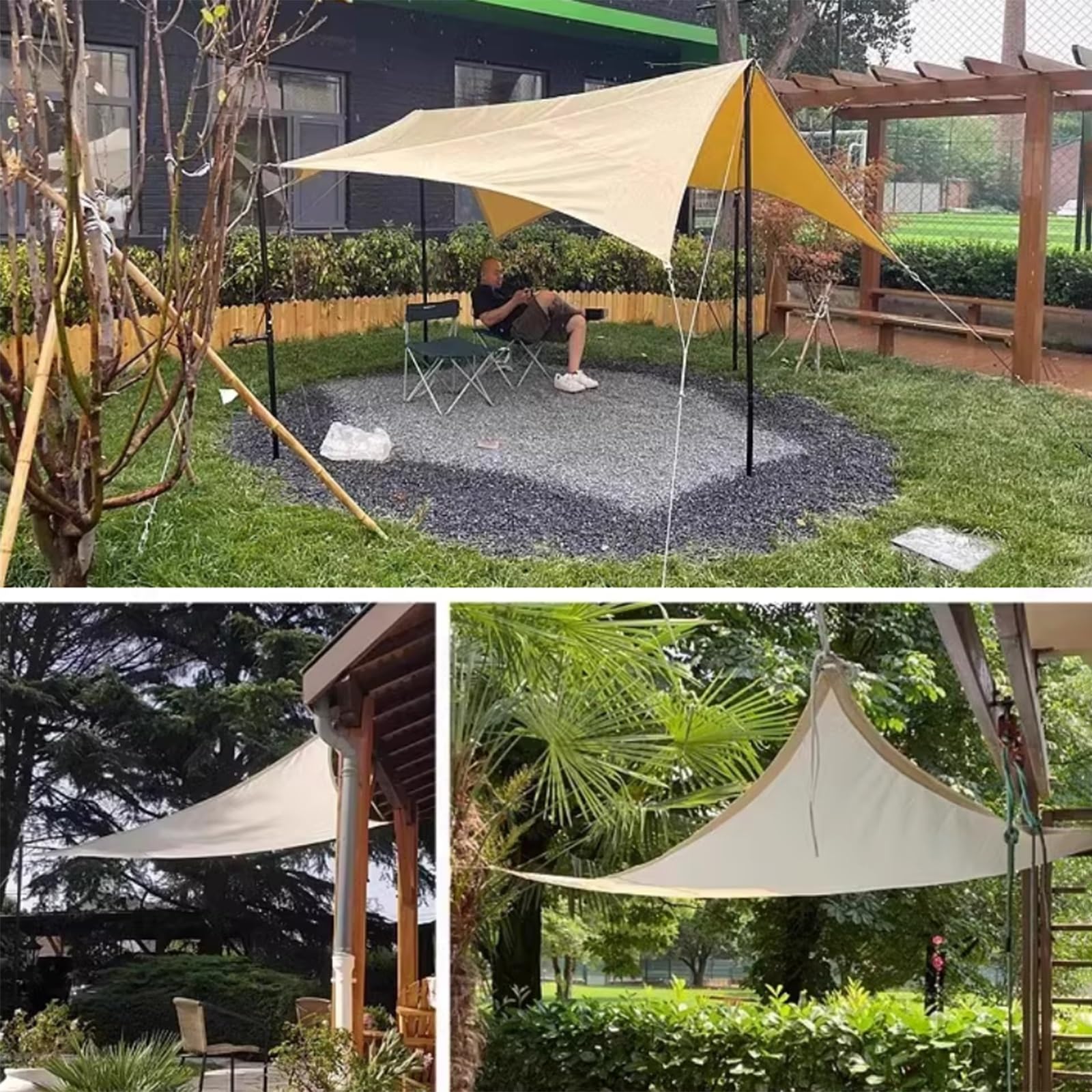 XANAYXWJ Telo Parasole per Esterni Protezione UV Copertura per tettoia Rettangolare con Fibbia Tipo D Vela ombreggiante Impermeabile per Patio e Balcone (3x6m)