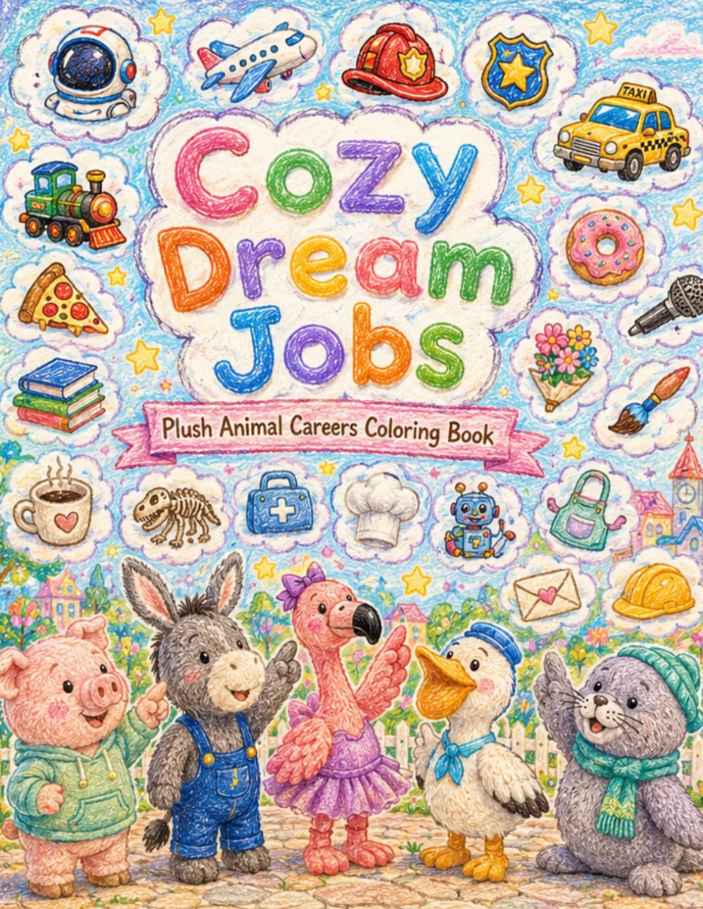 Cozy Dream Jobs: Plush Animal Careers Coloring Book for Kids