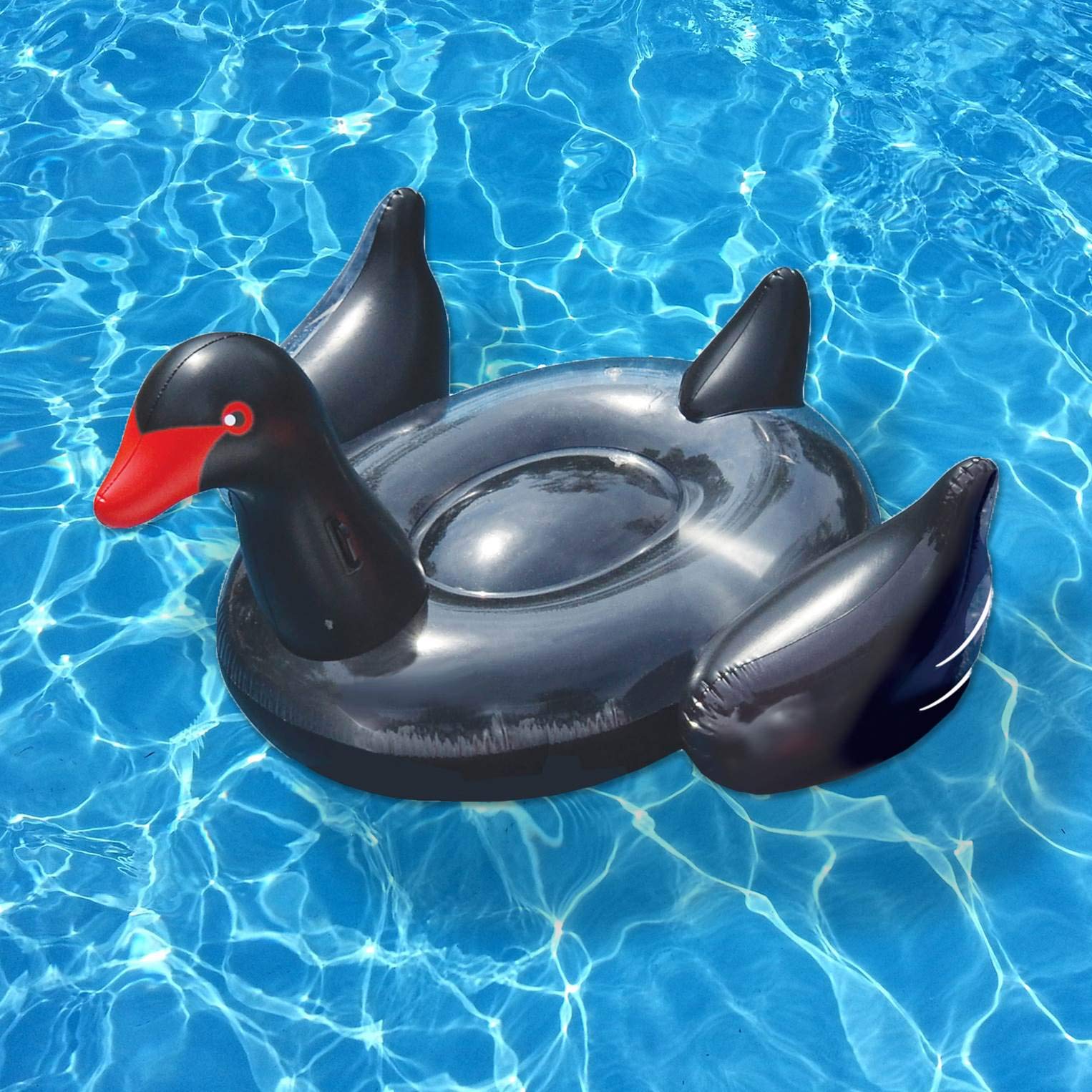 Cisne Hinchable Gigante Con Luces LED Solares Que Cambian De Color – Flotador De Piscina Para Adultos, 106x106x92 Cm, Fácil De Inflar Y Transportar, Ideal Para Verano