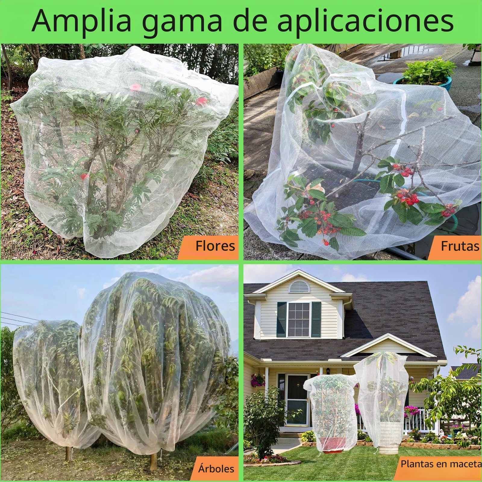Red Protectora 3x3m para Árboles Frutales - Doble Protección Anti-Aves y Anti-Insectos, Malla Antiplagas con Cierre Ajustable para Higueras/Cerezos